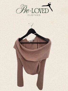 Off-Shoulder Knit Sweater – Mocha